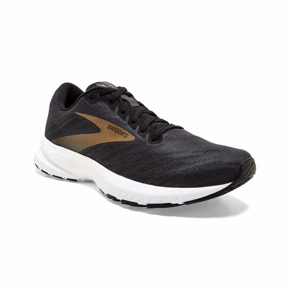 BROOKS MENS LAUNCH 7 RUNNING SHOE - EBONY/BLACK/GOLD - D - 8 - Picture 3 of 6